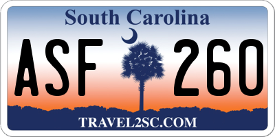 SC license plate ASF260