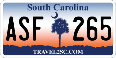 SC license plate ASF265