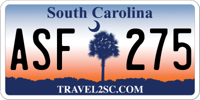 SC license plate ASF275