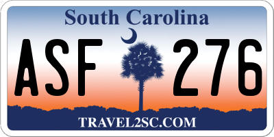 SC license plate ASF276