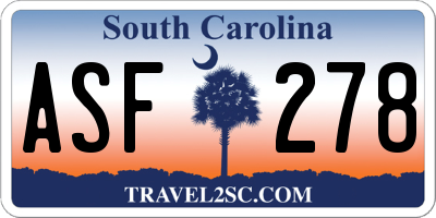 SC license plate ASF278