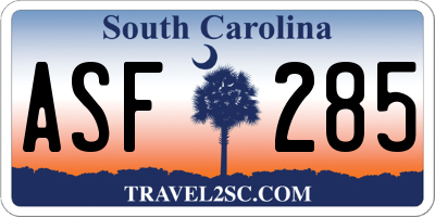 SC license plate ASF285