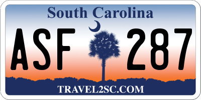 SC license plate ASF287