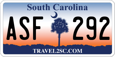 SC license plate ASF292
