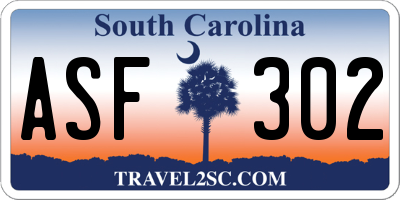 SC license plate ASF302