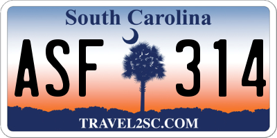 SC license plate ASF314