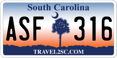 SC license plate ASF316