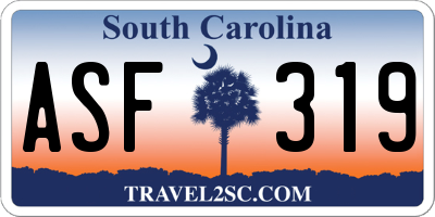 SC license plate ASF319