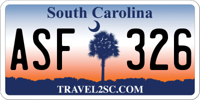SC license plate ASF326