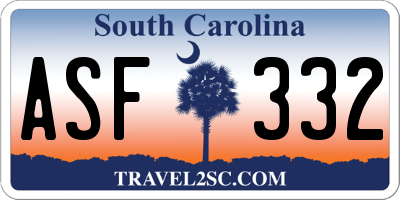 SC license plate ASF332