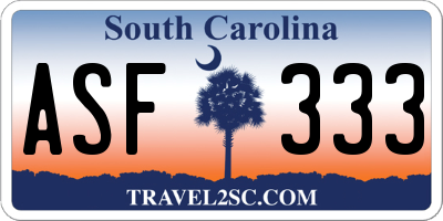 SC license plate ASF333