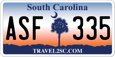 SC license plate ASF335