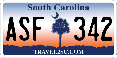SC license plate ASF342