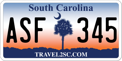SC license plate ASF345
