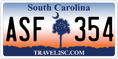SC license plate ASF354