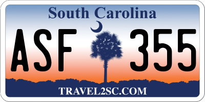 SC license plate ASF355