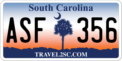 SC license plate ASF356