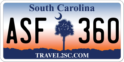 SC license plate ASF360