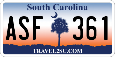 SC license plate ASF361