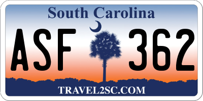 SC license plate ASF362
