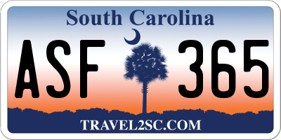 SC license plate ASF365