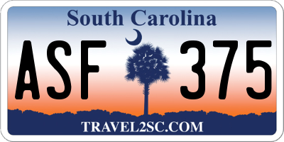 SC license plate ASF375