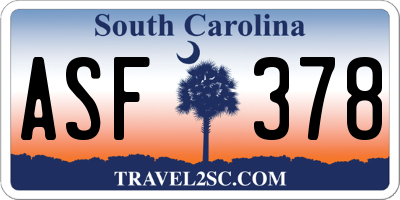 SC license plate ASF378