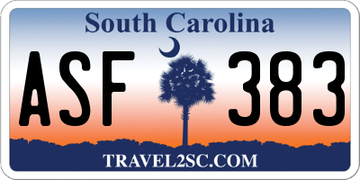 SC license plate ASF383