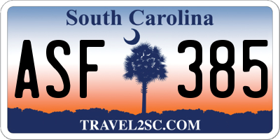 SC license plate ASF385
