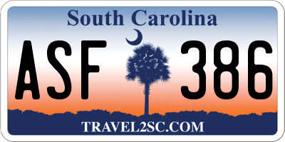 SC license plate ASF386