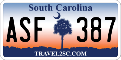 SC license plate ASF387