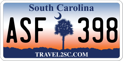 SC license plate ASF398