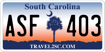 SC license plate ASF403