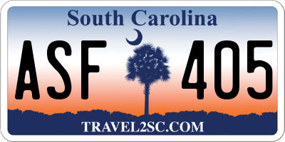 SC license plate ASF405