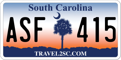 SC license plate ASF415