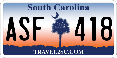SC license plate ASF418