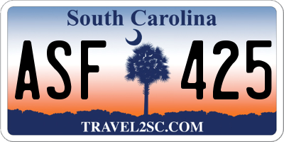 SC license plate ASF425