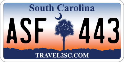 SC license plate ASF443