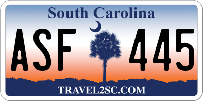 SC license plate ASF445
