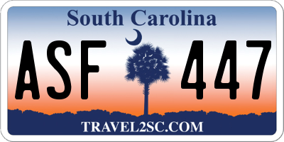 SC license plate ASF447