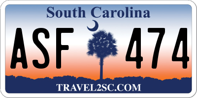 SC license plate ASF474