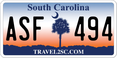 SC license plate ASF494
