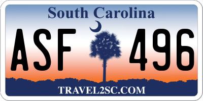SC license plate ASF496