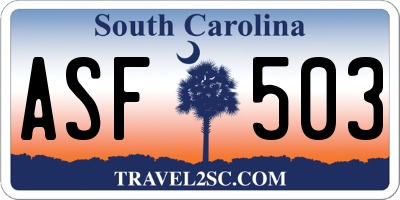 SC license plate ASF503