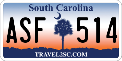 SC license plate ASF514