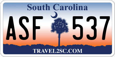 SC license plate ASF537
