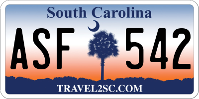 SC license plate ASF542