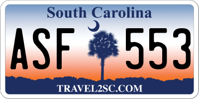 SC license plate ASF553