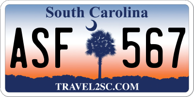 SC license plate ASF567