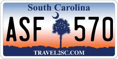 SC license plate ASF570